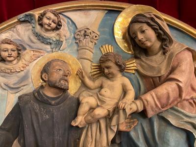 Matching Plaster Reliefs Imagination Father Damien.  en Plaster polychrome, Belgium 20 th century ( Anno 1925 )