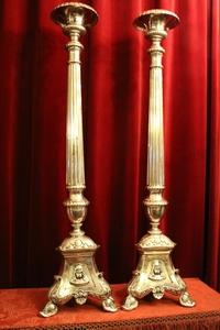 Large Candle - Holders style neo classical en Bronze / Plated, France 19th century