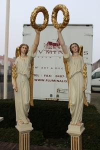 Angels style neo classisistic en wood polychrome, France 19th century