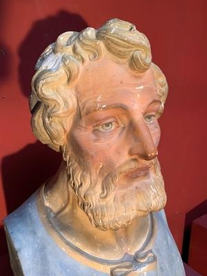 Of Busts St. Peter & St. Paul en Terra-Cotta polychrome, France 19th century