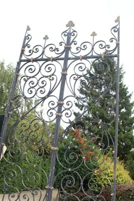 Pair Of Matching Black Coloured Baptistery Entrance Gates / Measurements Of 1 Piece en Hand forged - iron , Belgium 19th century