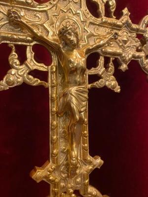 Altar - Crosses style Romanesque en Brass / Bronze / Polished and Varnished, France 19 th century ( Anno 1875 )