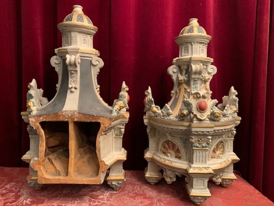 Baldachins  style Romanesque en Terra-Cotta polychrome, France 19th century