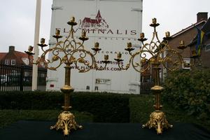 Candle Holders style Romanesque en Bronze / Gilt, France 19th century