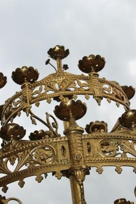 Candle Holders style Romanesque en Brass / Bronze / Gilt, France 19th century (anno about 1880 )