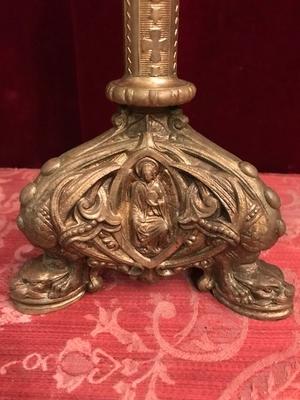 Candle Holders style Romanesque en Bronze / Gilt, France 19th century