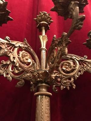 Candle Holders style Romanesque en Bronze / Gilt, France 19th century