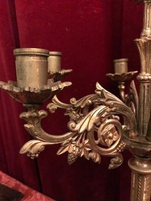 Candle Holders style Romanesque en Bronze / Gilt, France 19th century