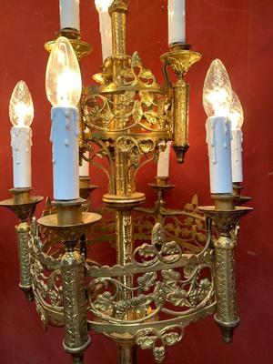 Candle - Holders style Romanesque en Bronze / Gilt, France 19th century ( anno 1875 )