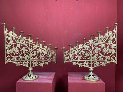 Candle Holders style Romanesque en Bronze / Gilt, France 19th century ( anno 1890 )