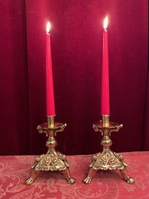 Candle Holders style Romanesque en Bronze / Gilt, France 19th century