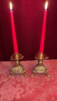 Candle Holders style Romanesque en Bronze / Gilt, France 19th century