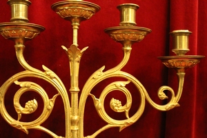 Candle Sticks style Romanesque en Bronze / Gilt, France 19th century (1870)