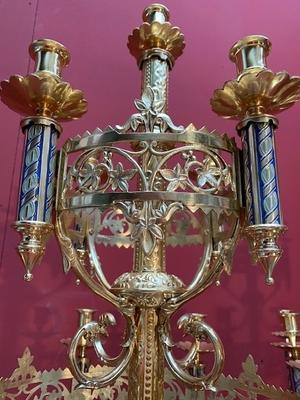 Matching Chandeliers style Romanesque en Full Bronze / Gilt /  Polished and Varnished / Enamel Parts, France 19th century ( anno 1875 )