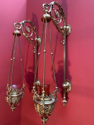 Sanctuary Lamps style Romanesque en Bronze / Gilt, France 19th century ( anno 1890 )