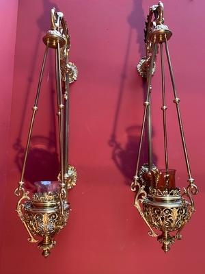 Sanctuary Lamps style Romanesque en Bronze / Gilt, France 19th century ( anno 1890 )