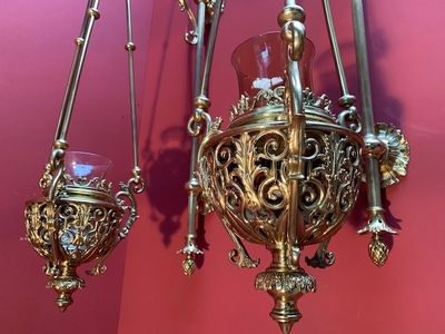 Sanctuary Lamps style Romanesque en Bronze / Gilt, France 19th century ( anno 1890 )