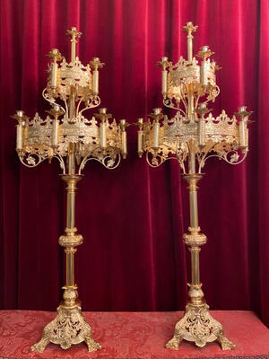 Candelabra style Romanesque - Style en Bronze / Polished and Varnished, France 19 th century ( Anno 1885 )