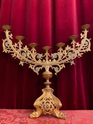 Candle Holders style Romanesque - Style en Bronze Gilt, France 19 th century ( Anno 1885 )