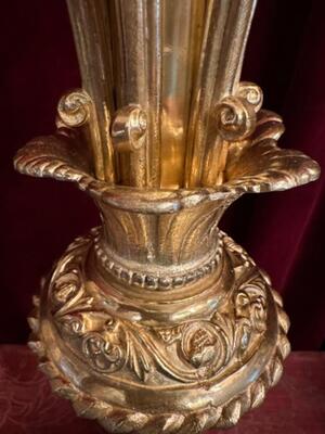 Candle Holders  style Romanesque - Style en Bronze / Polished and Varnished, France 19 th century ( Anno 1865 )