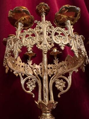 Candle Holders style Romanesque - Style en Bronze / Polished and Varnished, France 19 th century ( Anno 1885 )