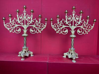 Candle Holders style Romanesque - Style en Bronze Gilt, Belgium  19 th century ( Anno 1875 )