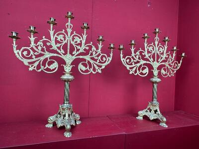 Candle Holders style Romanesque - Style en Bronze Gilt, Belgium  19 th century ( Anno 1875 )