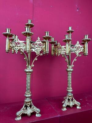 Candle Holders style Romanesque - Style en Bronze Gilt, France 19 th century ( Anno 1875 )