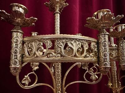 Candle Holders style Romanesque - Style en Brass / Bronze / Polished and Varnished, France 19 th century ( Anno 1885 )