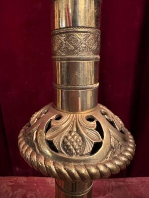 Candle Holders Measures Without Pin style Romanesque - Style en Bronze, Belgium  19 th century ( Anno 1875 )