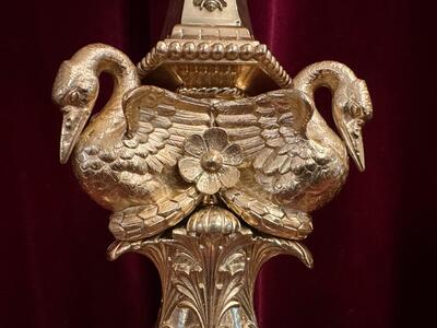 Candle Holders Measures Without Pin style Romanesque - Style en Bronze / Polished and Varnished, France 19 th century ( Anno 1865 )