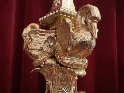 Candle Holders Measures Without Pin style Romanesque - Style en Bronze / Polished and Varnished, France 19 th century ( Anno 1865 )