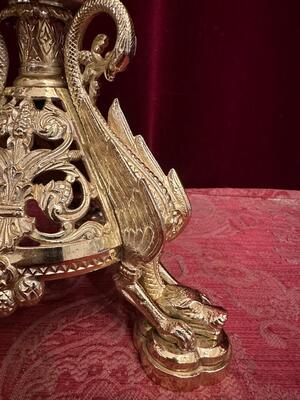 Pair Romanesque - Style Candle Holders Measures Without Pin