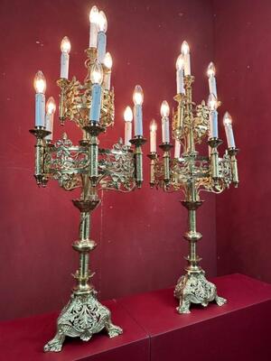 Candleabra style Romanesque - Style en Bronze Gilt, Belgium  19 th century