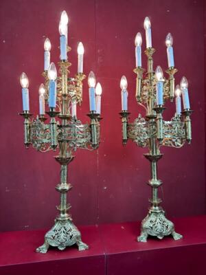 Candleabra style Romanesque - Style en Bronze Gilt, Belgium  19 th century