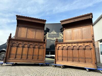 Choir Seats  style Romanesque - Style en Oak wood, Belgium  19 th century ( Anno 1890 )