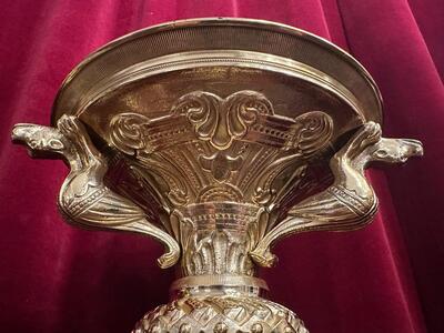 Pair Romanesque - Style Exceptional Candle ( Paschal ) Holders Measures Without Pin