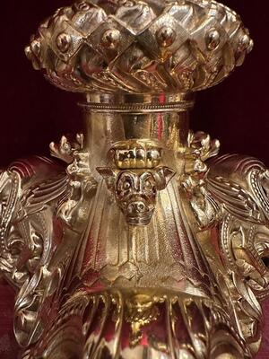 Pair Romanesque - Style Exceptional Candle ( Paschal ) Holders Measures Without Pin