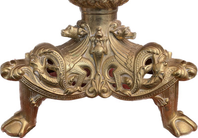 Large Candle Sticks Holders Measures Without Pin style Romanesque - Style en Bronze Gilt, France 19 th century ( Anno 1890 )