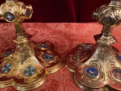 Matching Chalice & Ciborium style Romanesque - Style en Full - Silver Enamel, Paris France 19 th century