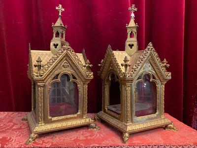 Reliquaries style Romanesque - Style en Bronze Gilt, France 19 th century ( Anno 1860 )