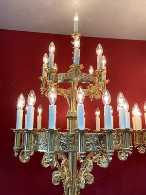 Stunning Matching Candelabra  Height 240 Cm ! style ROMANESQUE-STYLE en Bronze / Polished and Varnished / New Electric, France 19th century ( anno 1875 )