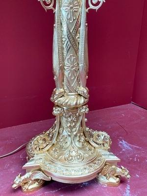 Stunning Matching Candelabra  Height 240 Cm ! style ROMANESQUE-STYLE en Bronze / Polished and Varnished / New Electric, France 19th century ( anno 1875 )