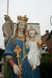 Statues  St. Joseph & St.Mary , Woodpap By Mayer - Munich en wood - pap, Germany 19th century