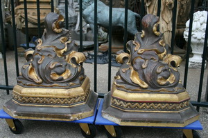 Wall Pedestals en Terra-Cotta polychrome, France 19th century