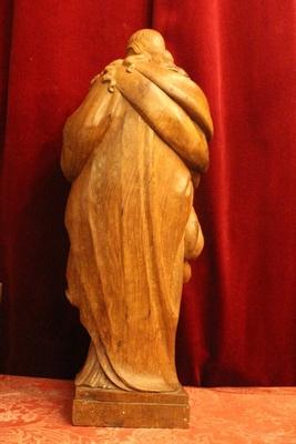 Sculpture St. Mary With Child And Matching Console Total Height 86 Cm. Height Statue 61 Cm. en fully hand-carved wood oak , Belgium 20th century ( anno 1915  )