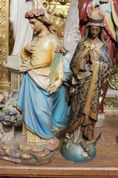 Of Matching Statues Height Approx : 65 Cm / 25.5. Inches en plaster polychrome, Belgium 19th century