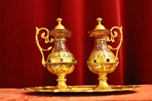 Cruets en Brass / Bronze / Gilt / Glass, France 19th century