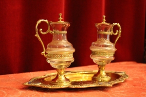 Cruets  en Brass / Bronze / Glass / Enamel, France 19th century