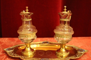 Cruets  en Brass / Bronze / Glass / Enamel, France 19th century